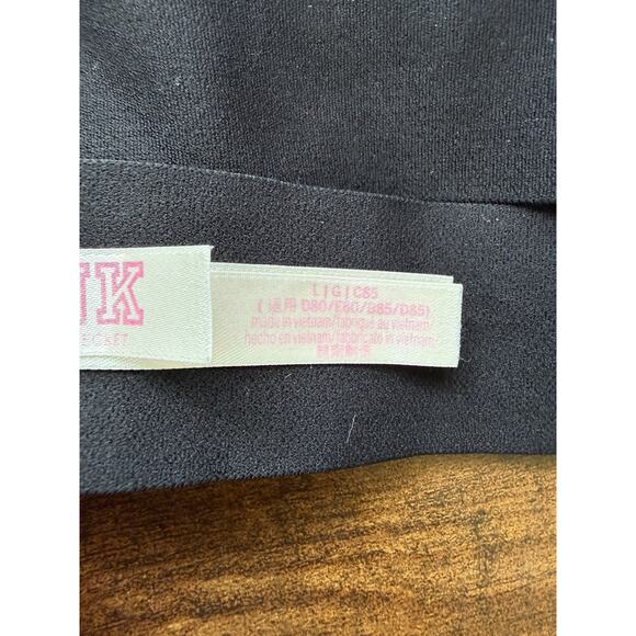 PINK Victoria's Secret Lace Triangle Bralette Bra Size Large Black Lace Racer - Picture 5 of 7